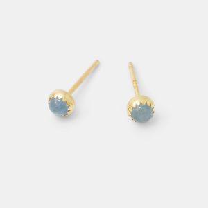 Aquamarine Solid Gold Stud Earrings