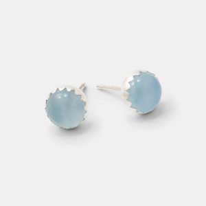 Aquamarine Silver Stud Earrings