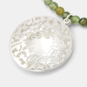 Australian Flora Open Locket on Moss Agate Necklace