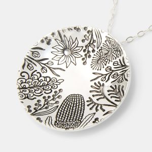 Australian Flora Pattern Pendant Necklace