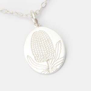 Banksia Oval Sterling Silver Pendant Necklace