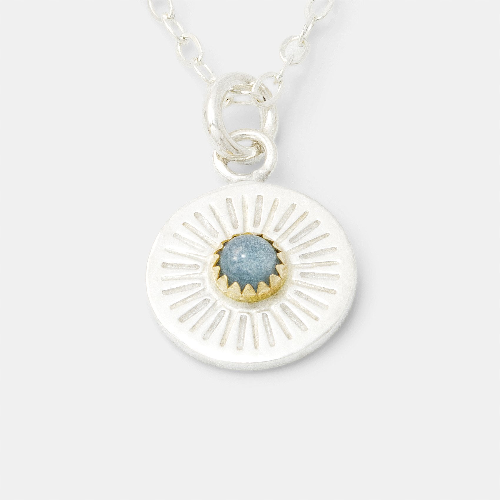 Birthstone Silver Pendant: Aquamarine