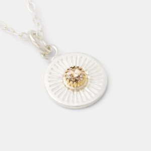 Birthstone Silver Pendant: Moissanite