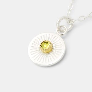 Birthstone Silver & Gold Pendant Necklace: Peridot