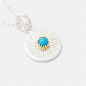 Birthstone Silver & Gold Pendant: Turquoise