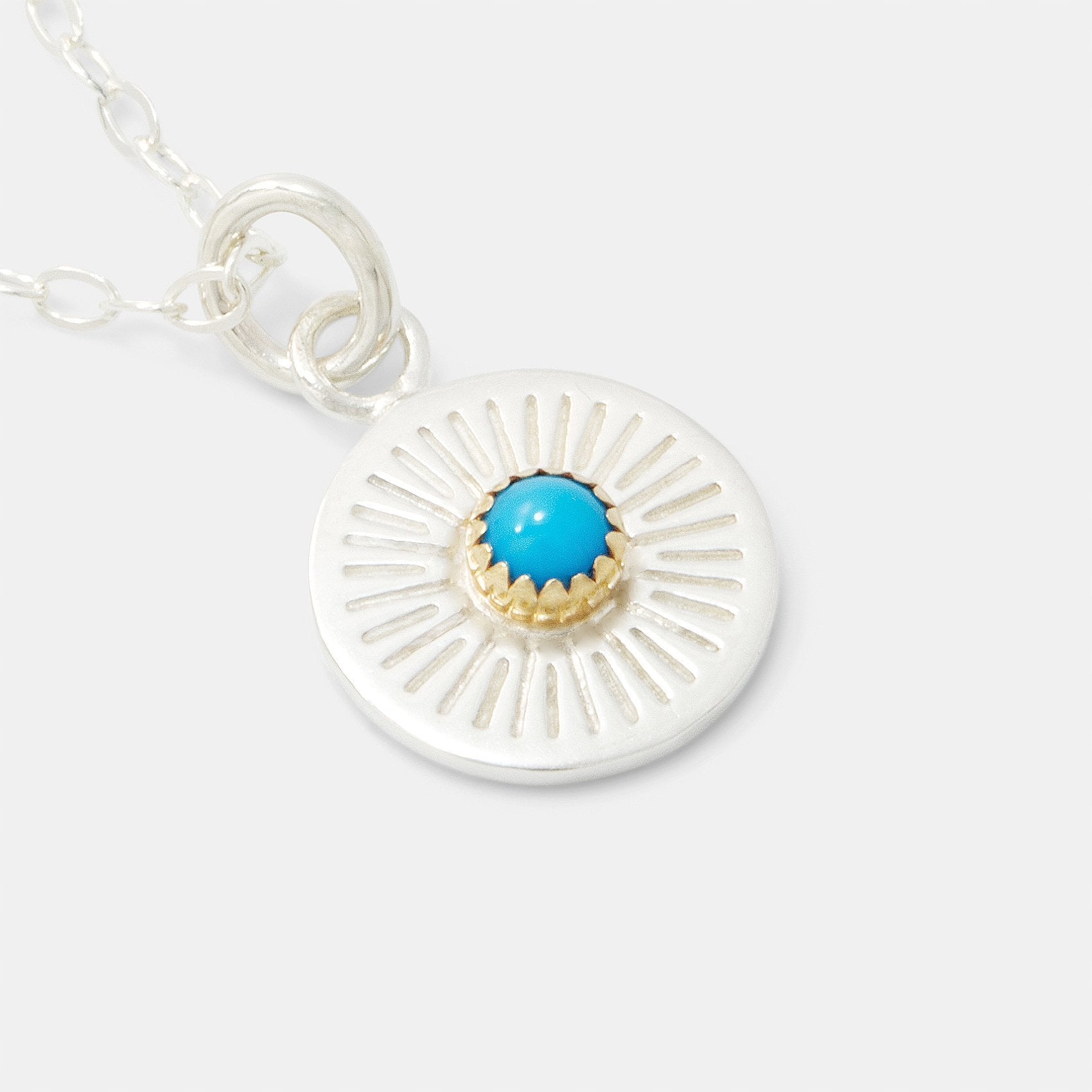 Birthstone Silver & Gold Pendant: Turquoise