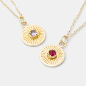 Birthstone Solid Gold Pendant Necklace
