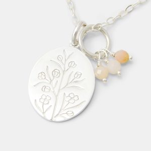 Boronia Oval Pendant Necklace with Pink Opals