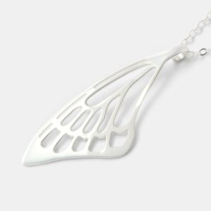 Butterfly Wing Silver Pendant Necklace
