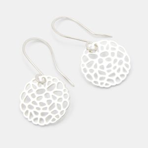 Coral Pattern Silver Drop Earrings