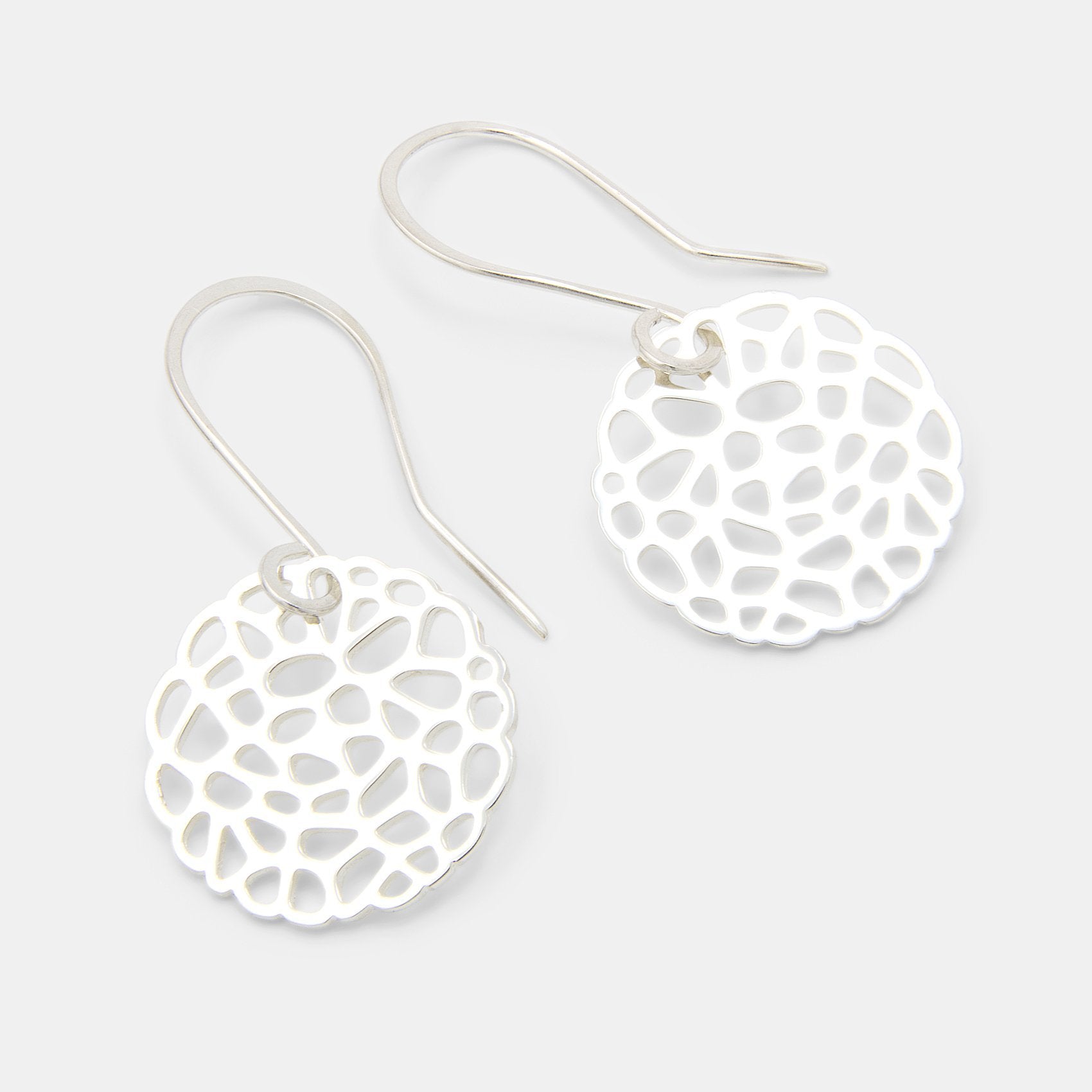 Coral Pattern Silver Drop Earrings