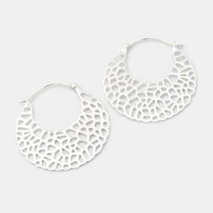 Coral Pattern Sterling Silver Hoop Earrings
