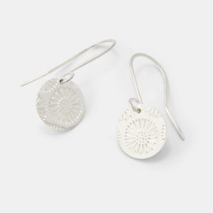 Coral Texture Silver Drop Earrings