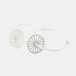Daisy Silver Hoop Earrings