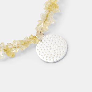 Dots Texture on Citrine Beaded Bracelet