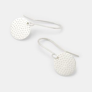 Dots Texture Silver Drop Earrings