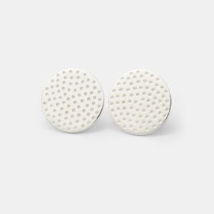 Dots Texture Silver Stud Earrings