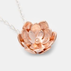 Double Tulip Rose Gold Pendant Necklace