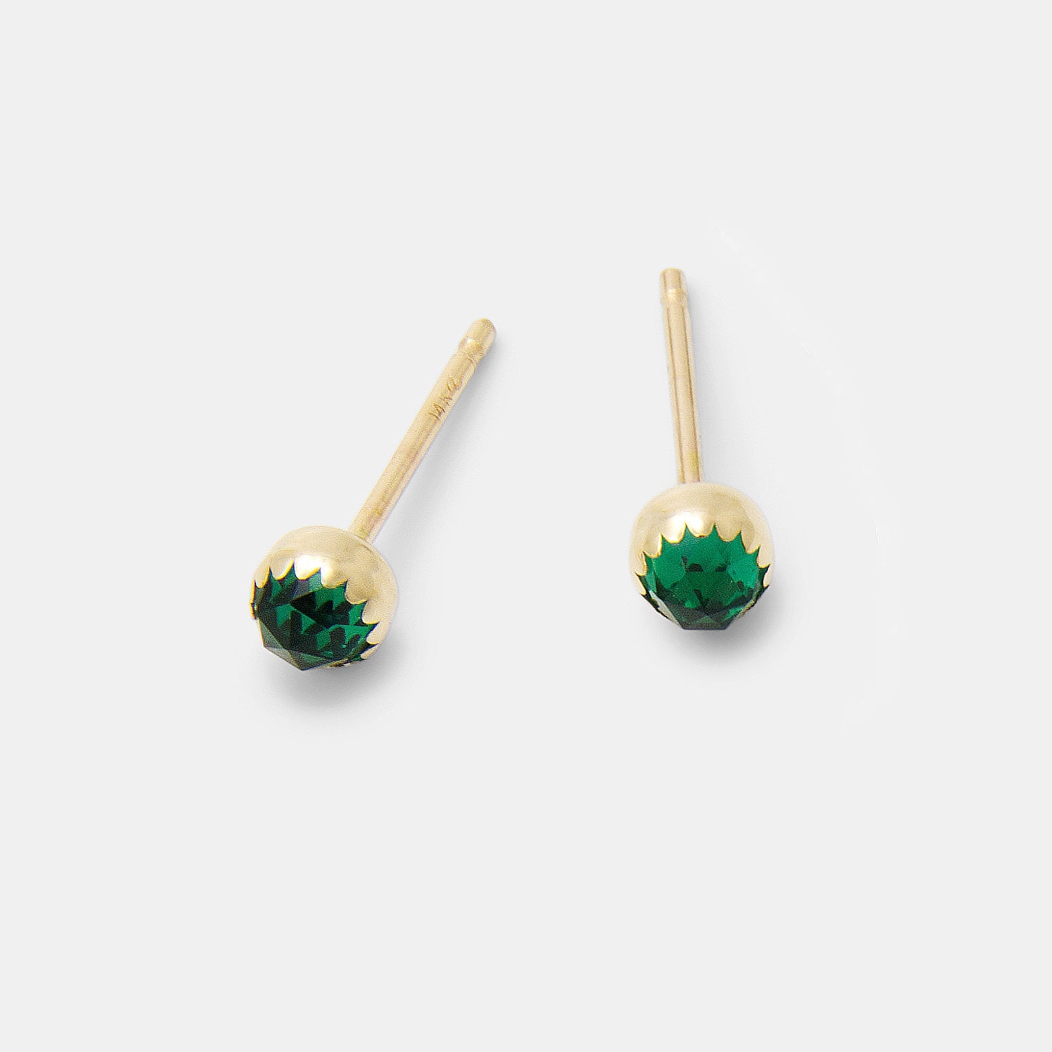 Emerald & Solid Gold Stud Earrings