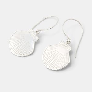 Fan Shell Sterling Silver Dangle Earrings