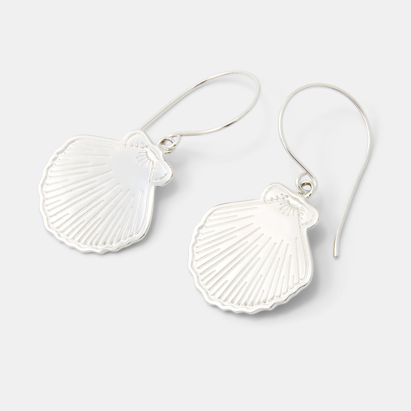 Fan Shell Sterling Silver Dangle Earrings