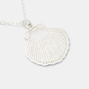 Fan Shell Silver Pendant Necklace