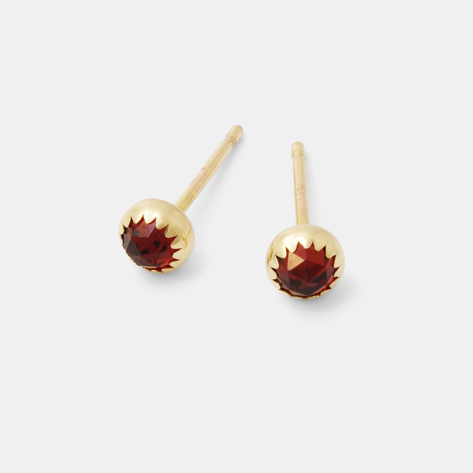 Garnet & Solid Gold Stud Earrings