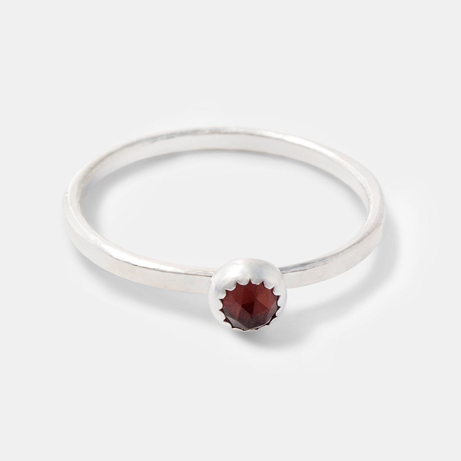Garnet Silver Stacking Ring