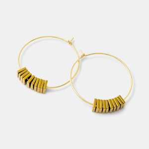 Golden Hematine Gold Filled Hoop Earrings