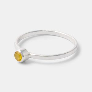 Golden Topaz Silver Stacking Ring