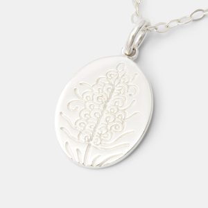 Grevillea Oval Silver Pendant Necklace
