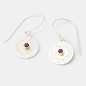 Heart & Rose Garnet Amulet Drop Earrings