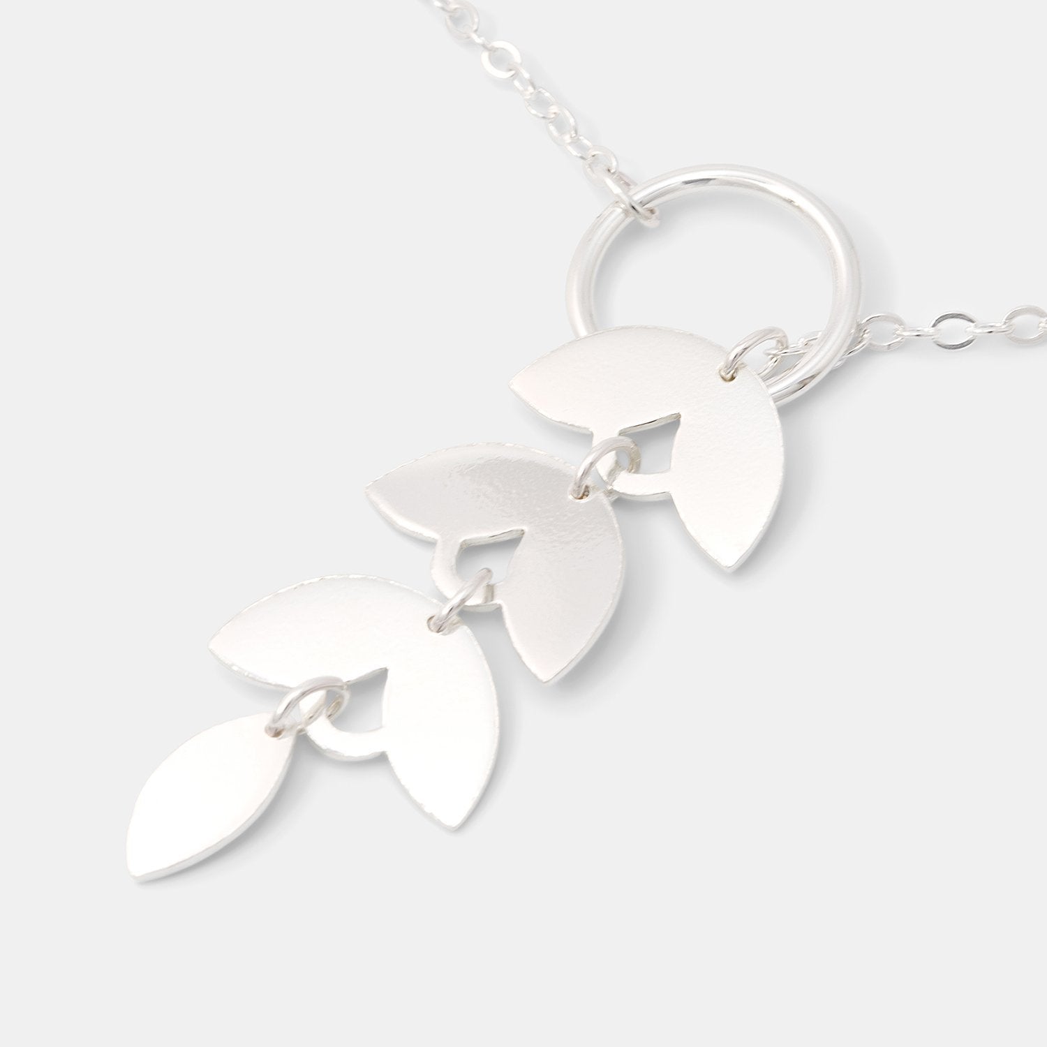 Leaves Silver Lariat Necklace