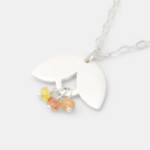 Leaves & Yellow Sapphires Pendant Necklace