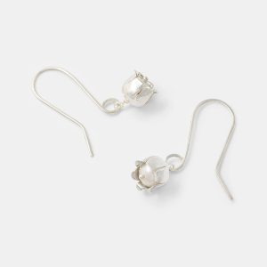Lily of the Valley Silver Drop Earrings with Pearls