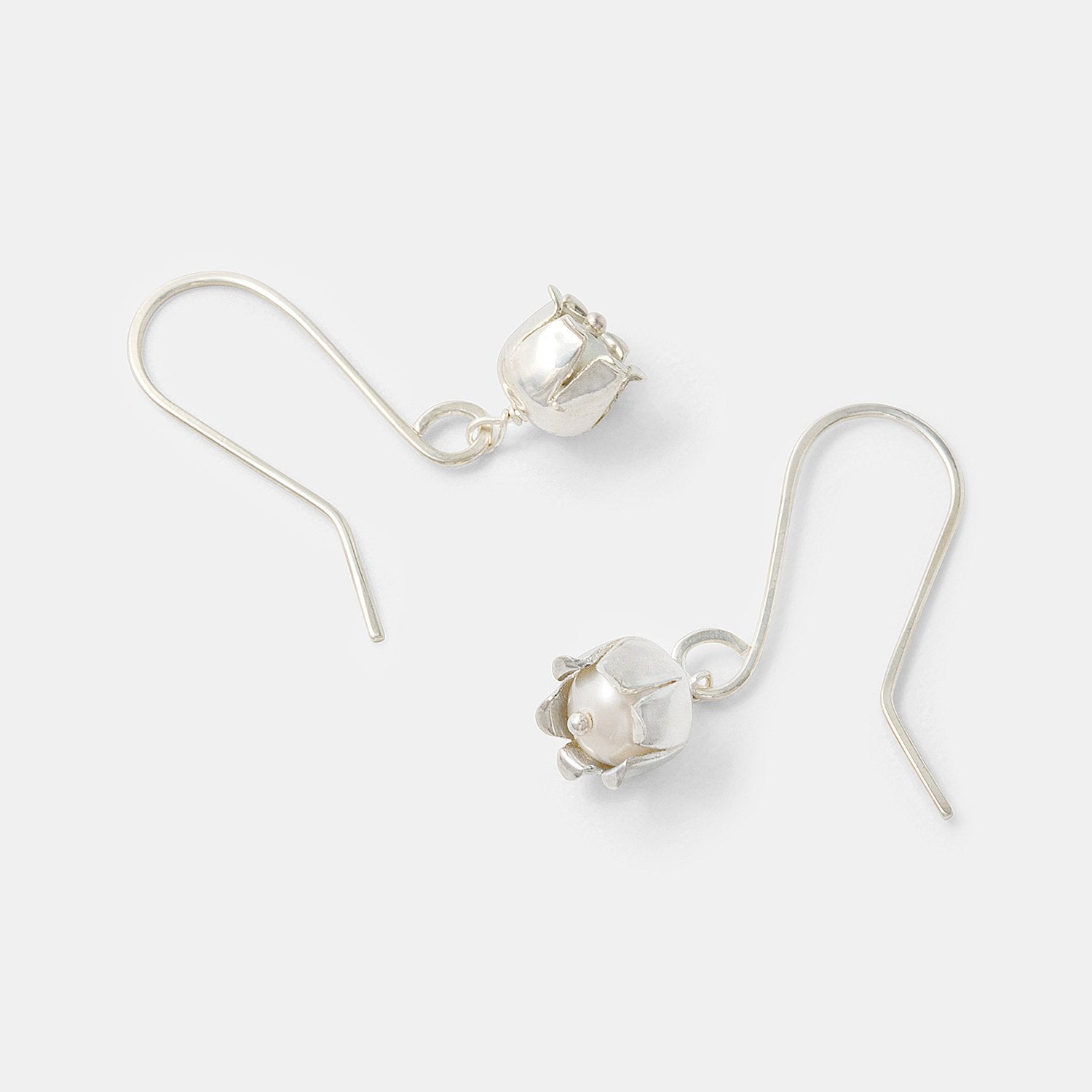 Lily of the Valley Silver Drop Earrings with Pearls