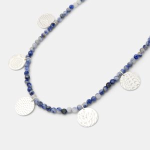 Ocean Textures Silver & Sodalite Beaded Necklace
