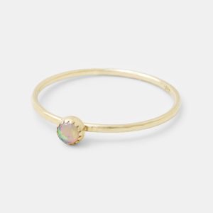 Opal & Solid Gold Stacking Ring