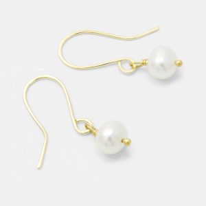 Pearl & Solid Gold Drop Earrings