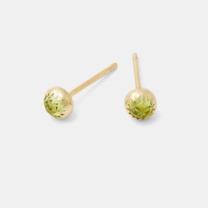 Peridot & Solid Gold Stud Earrings
