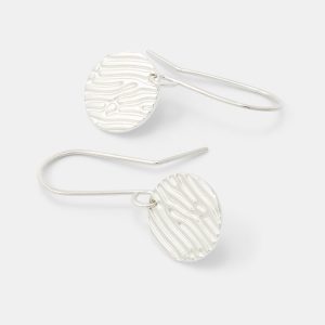 Sand Texture Silver Drop Earrings