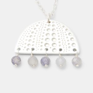 Sea Urchin & Iolite Silver Pendant Necklace