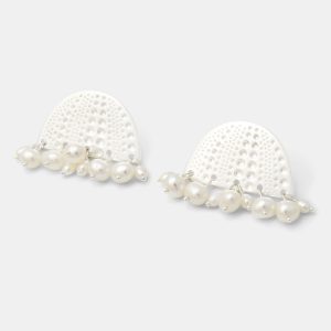 Sea Urchin & Pearls Post Earrings