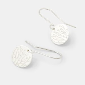 Seagrass Texture Silver Drop Earrings