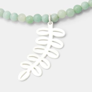 Silver Dollar Leaves on Amazonite Beaded Necklace