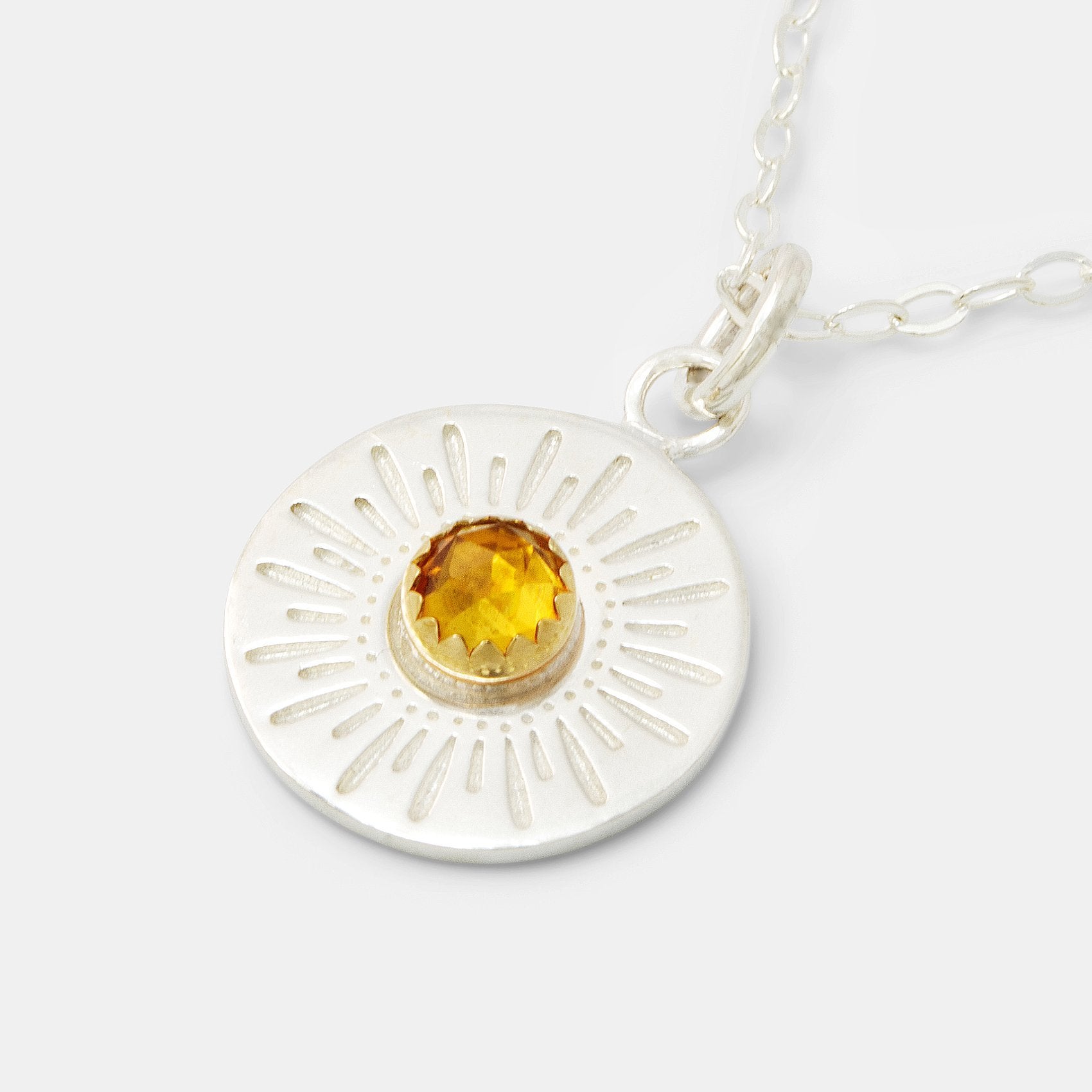 Sunburst Silver, Gold & Citrine Amulet Necklace