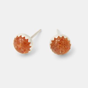 Sunstone & Sterling Silver Stud Earrings