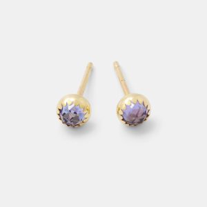 Tanzanite & Solid Gold Stud Earrings