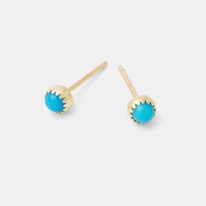 Turquoise & Solid Gold Stud Earrings