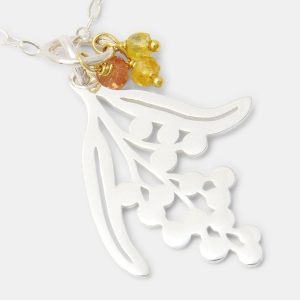 Wattle Branch & Yellow Sapphires Silver Necklace